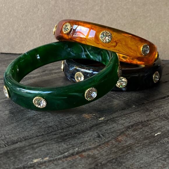 NEW Rhinestone Acrylic Bangle Bracelet Set - Picture 14 of 15